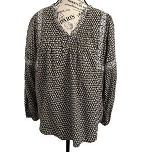 Old Navy Women’s Peasant Top Size Small Black Ivory Small Floral With Trim